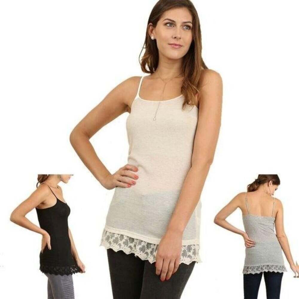 Umgee Oatmeal Ribbed Knit Tunic Cami M